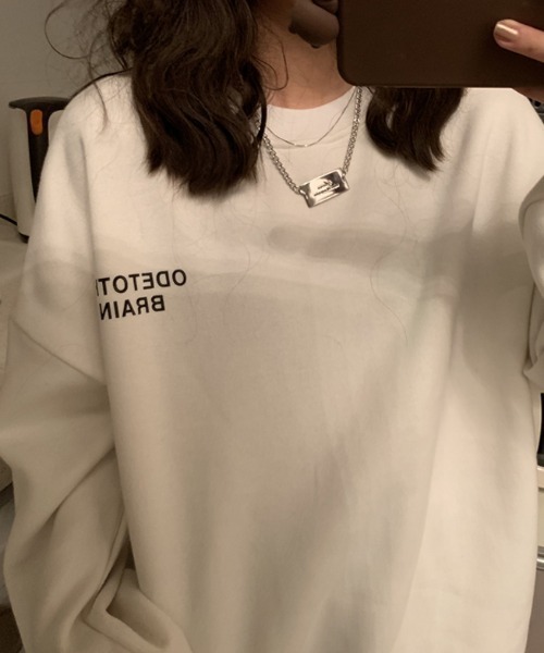 COCOMOMO(ココモモ)の「裏起毛 ロゴプリントオーバーサイズスウェット(スウェット・レディース・ブラック/グレー/ホワイト・FREE)」の2枚目の写真
