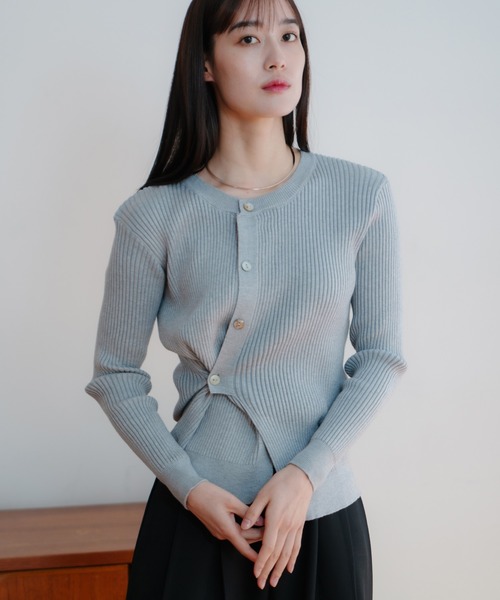 LIENCOEUR（リアンクール）の「アシンメトリーリブニットトップス（ニット/セーター・レディース・ブラック/ホワイト/グレー・FREE）」の10枚目の写真