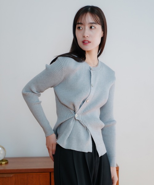 ニット セーター リブスリーブアシンメトリーニット レディース sdpxyf2859.jpg