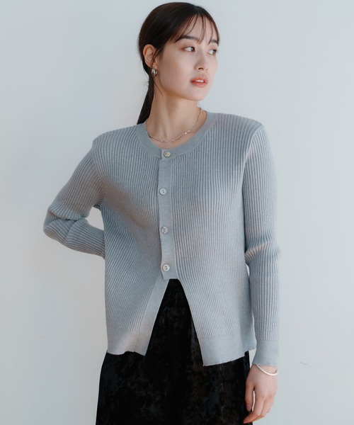 LIENCOEUR（リアンクール）の「アシンメトリーリブニットトップス（ニット/セーター・レディース・ブラック/ホワイト/グレー・FREE）」の14枚目の写真