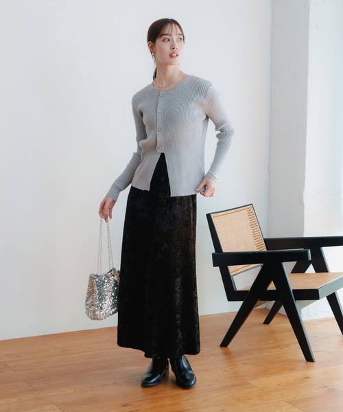 LIENCOEUR（リアンクール）の「アシンメトリーリブニットトップス（ニット/セーター・レディース・ブラック/ホワイト/グレー・FREE）」の9枚目の写真