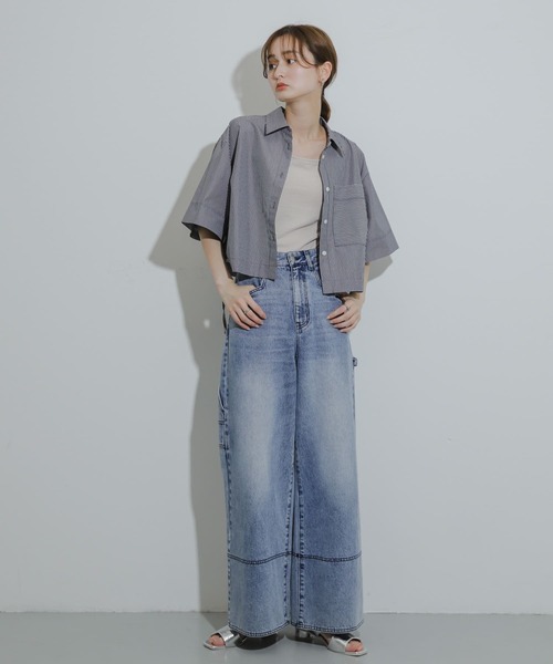 SENSE OF PLACE by URBAN RESEARCH（センスオブプレイスバイアーバンリサーチ）の「ステッチペインターバギーデニム（デニムパンツ・レディース・アイボリー/ライトブルー/ブラック・SMALL/MEDIUM）」の14枚目の写真