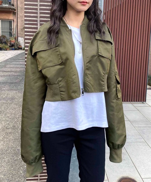 あき 23SS スローブイエナ ショートワイドボマーブルゾン MA-1 SLOBE IENA（スローブイエナ）の「ショートワイドボマーブルゾン