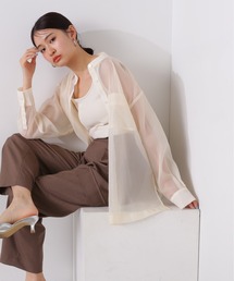 N.（N. Natural Beauty Basic） | ◆バンドカラースリットシアーシャツ(シャツ/ブラウス)