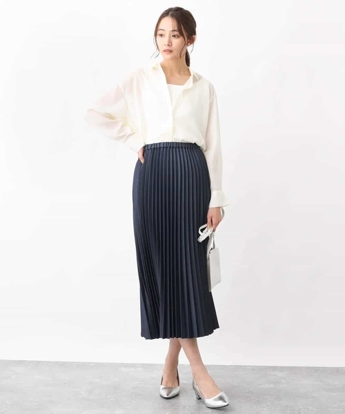 MK MICHEL KLEIN(エムケーミッシェルクラン)の「デニムライクプリーツスカート/洗える(デニムスカート・レディース・ブルー/ネイビー・38/40)」の3枚目の写真