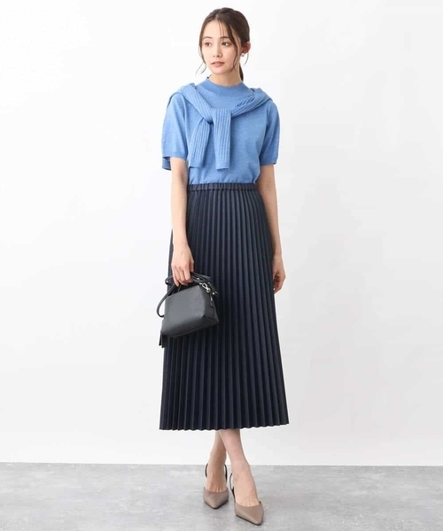 MK MICHEL KLEIN(エムケーミッシェルクラン)の「デニムライクプリーツスカート/洗える(デニムスカート・レディース・ブルー/ネイビー・38/40)」の11枚目の写真