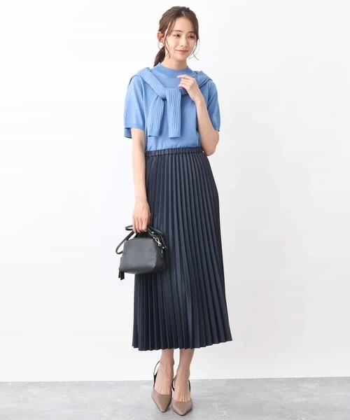 MK MICHEL KLEIN(エムケーミッシェルクラン)の「デニムライクプリーツスカート/洗える(デニムスカート・レディース・ブルー/ネイビー・38/40)」の12枚目の写真
