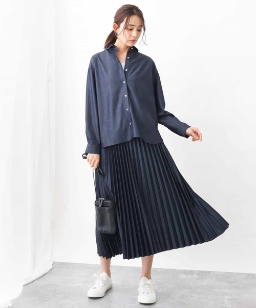 MK MICHEL KLEIN(エムケーミッシェルクラン)の「デニムライクプリーツスカート/洗える(デニムスカート・レディース・ブルー/ネイビー・38/40)」の21枚目の写真