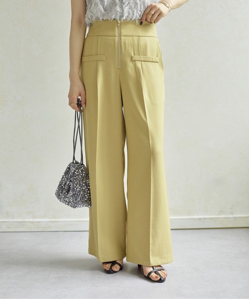 Thevon(ゼボン)の「ウエストジップタックパンツ(スラックス・レディース・イエロー/グレー/アイボリー/ブラック/グリーン・FREE/MP)」の6枚目の写真