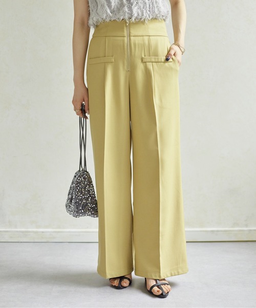 Thevon(ゼボン)の「ウエストジップタックパンツ(スラックス・レディース・イエロー/グレー/アイボリー/ブラック/グリーン・FREE/MP)」の7枚目の写真