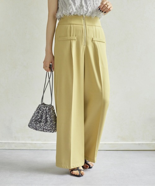 Thevon(ゼボン)の「ウエストジップタックパンツ(スラックス・レディース・イエロー/グレー/アイボリー/ブラック/グリーン・FREE/MP)」の10枚目の写真