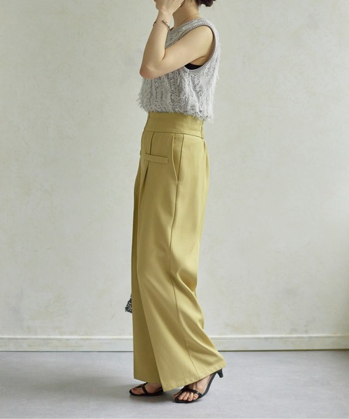 Thevon(ゼボン)の「ウエストジップタックパンツ(スラックス・レディース・イエロー/グレー/アイボリー/ブラック/グリーン・FREE/MP)」の12枚目の写真