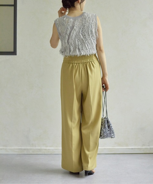 Thevon(ゼボン)の「ウエストジップタックパンツ(スラックス・レディース・イエロー/グレー/アイボリー/ブラック/グリーン・FREE/MP)」の13枚目の写真