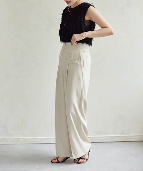 Thevon(ゼボン)の「ウエストジップタックパンツ(スラックス・レディース・イエロー/グレー/アイボリー/ブラック/グリーン・FREE/MP)」の22枚目の写真