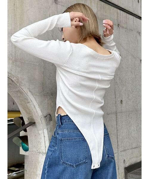 MURUA（ムルーア）の「ホックテープボディスーツ（Tシャツ/カットソー・レディース・ホワイト/レッド/グレー・FREE）」の7枚目の写真