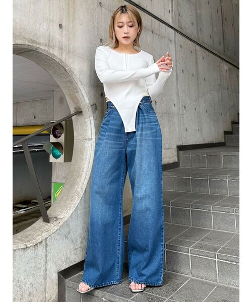 MURUA（ムルーア）の「ホックテープボディスーツ（Tシャツ/カットソー・レディース・ホワイト/レッド/グレー・FREE）」の8枚目の写真