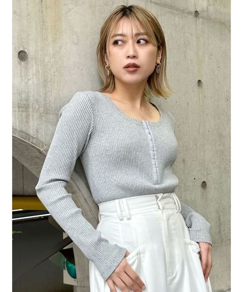 MURUA（ムルーア）の「ホックテープボディスーツ（Tシャツ/カットソー・レディース・ホワイト/レッド/グレー・FREE）」の11枚目の写真