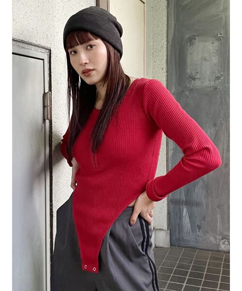 MURUA（ムルーア）の「ホックテープボディスーツ（Tシャツ/カットソー・レディース・ホワイト/レッド/グレー・FREE）」の16枚目の写真