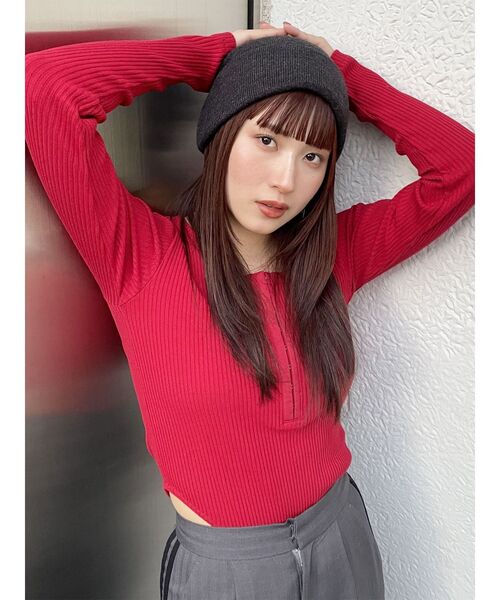 MURUA（ムルーア）の「ホックテープボディスーツ（Tシャツ/カットソー・レディース・ホワイト/レッド/グレー・FREE）」の17枚目の写真