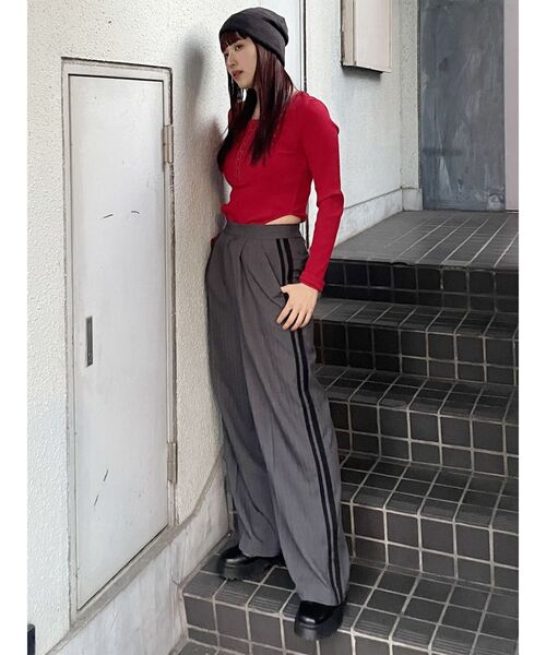 MURUA（ムルーア）の「ホックテープボディスーツ（Tシャツ/カットソー・レディース・ホワイト/レッド/グレー・FREE）」の18枚目の写真