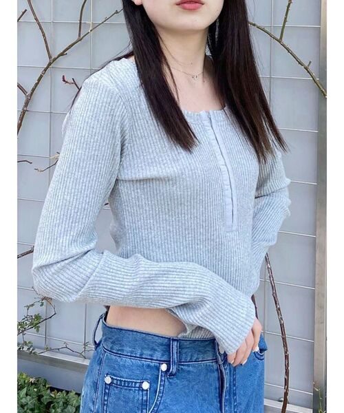 MURUA（ムルーア）の「ホックテープボディスーツ（Tシャツ/カットソー・レディース・ホワイト/レッド/グレー・FREE）」の19枚目の写真