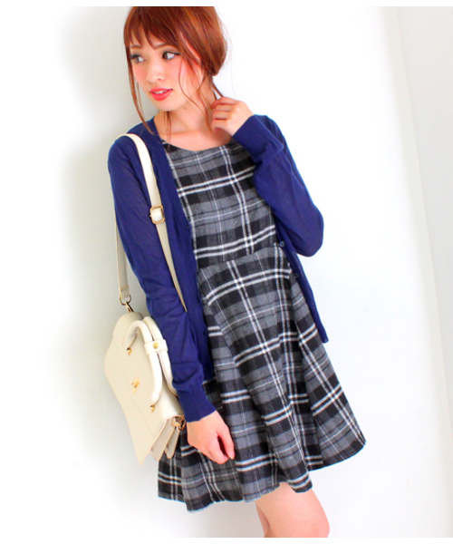 Chille anap（チルアナップ）の「ANAP/アナップ CHILLE 起毛チェックワンピース（ワンピース・レディース・ホワイト/レッド/グレー・FREE）」の2枚目の写真