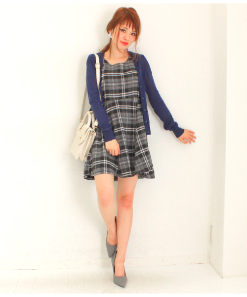 Chille anap（チルアナップ）の「ANAP/アナップ CHILLE 起毛チェックワンピース（ワンピース・レディース・ホワイト/レッド/グレー・FREE）」の10枚目の写真