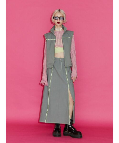 jouetie(ジュエティ)の「スリットワークスカート【セットアップ対応】(スカート・レディース・グレー/ピンク・MEDIUM)」の3枚目の写真