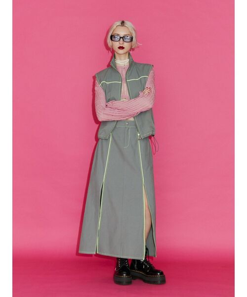 jouetie(ジュエティ)の「スリットワークスカート【セットアップ対応】(スカート・レディース・グレー/ピンク・MEDIUM)」の4枚目の写真