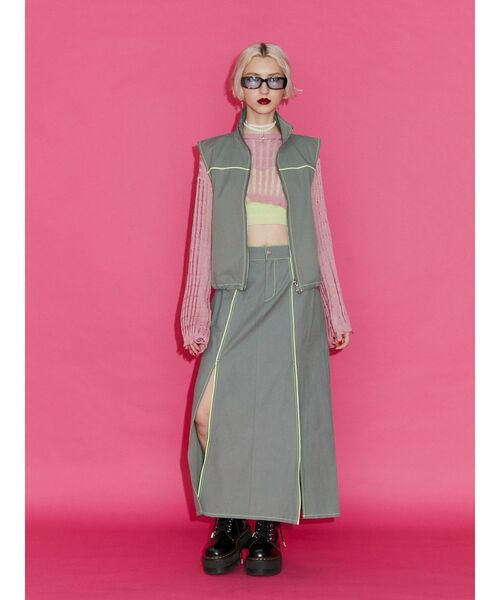 jouetie(ジュエティ)の「スリットワークスカート【セットアップ対応】(スカート・レディース・グレー/ピンク・MEDIUM)」の5枚目の写真