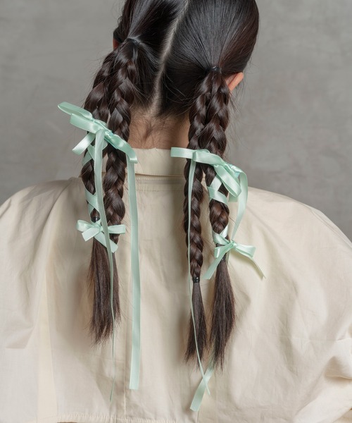 poiregnee（ポワニェ）の「［select］リボンヘアクリップ 2個セット（バレッタ/ヘアクリップ・レディース・ブルー/オフホワイト/ブラック/グリーン・FREE）」の3枚目の写真