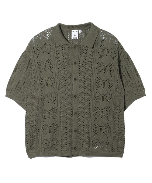 X-girl（エックスガール）の「BUTTERFLY CROCHET SHIRT（シャツ/ブラウス・レディース・ブラック/オリーブ/ホワイト・ONE SIZE）」の3枚目の写真