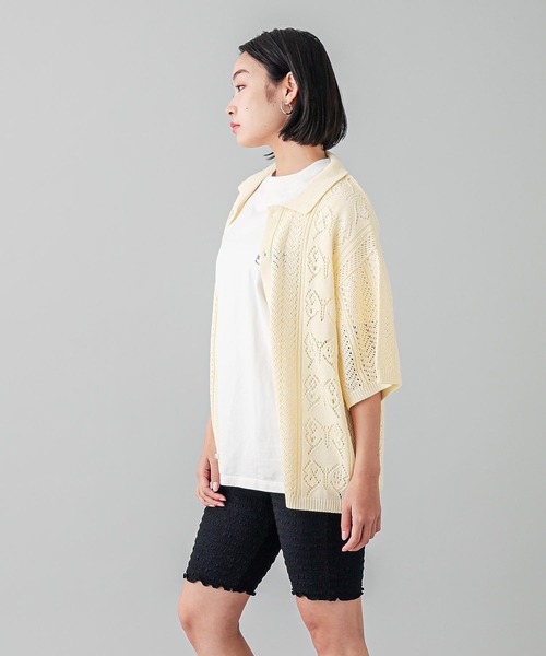X-girl（エックスガール）の「BUTTERFLY CROCHET SHIRT（シャツ/ブラウス・レディース・ブラック/オリーブ/ホワイト・ONE SIZE）」の5枚目の写真