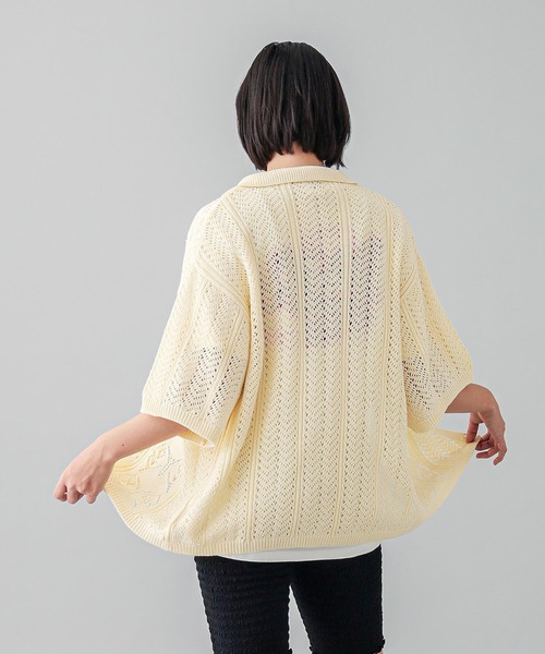 X-girl（エックスガール）の「BUTTERFLY CROCHET SHIRT（シャツ/ブラウス・レディース・ブラック/オリーブ/ホワイト・ONE SIZE）」の6枚目の写真