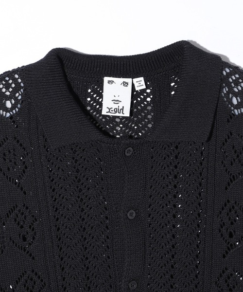X-girl（エックスガール）の「BUTTERFLY CROCHET SHIRT（シャツ/ブラウス・レディース・ブラック/オリーブ/ホワイト・ONE SIZE）」の10枚目の写真
