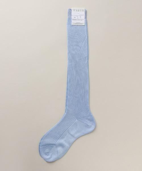 Bresciani（ブレシアニ）の「【BRESCIANI/ブレッシアーニ】SILK RIB KNEE SOX（ソックス/靴下・レディース・サックスブルー/チャコールグレー/ホワイト・MEDIUM）」の8枚目の写真