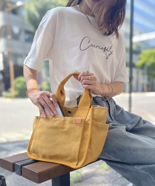 帆布サイドポケット仕切り手提げトートバッグ（トートバッグ）｜ikka