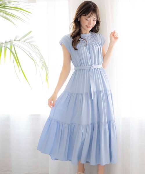 NOELA（ノエラ）の「ティアードワンピース（ワンピース・レディース・オレンジ/オフホワイト/チャコールグレー/ブルー・S/M）」の4枚目の写真