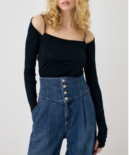 tシャツ SQUARE NECK GATHER トップス レディース MOUSSY（マウジー）の「SQUARE NECK GATHER トップス（Tシャツ