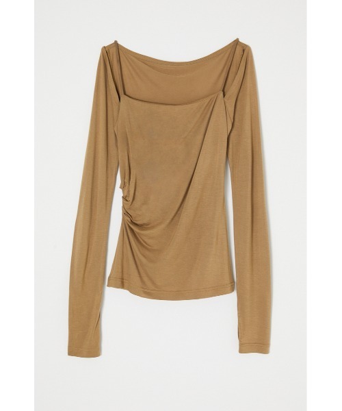 MOUSSY（マウジー）の「SQUARE NECK GATHER トップス（Tシャツ/カットソー・レディース・ブラック/ホワイト/ブラウン・FREE）」の11枚目の写真