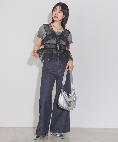 【新品、本物、当店在庫だから安心】 セール】レースUPチュールベスト（ベスト）｜PAGEBOY（ページ トップス