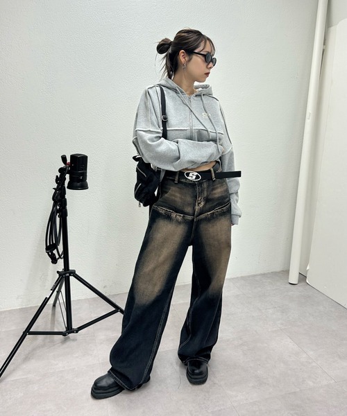 sandy liang 星　パーカー　ジップフーディー　バラ　グレー WHO'S WHO gallery（フーズフーギャラリー）の「【KOOKY'N