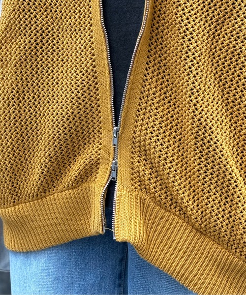 CPCM（シーピーシーエム）の「メッシュニットジップパーカー（カーディガン/ボレロ・メンズ・オレンジ/マスタード/ブラック/アイボリー・LARGE/MEDIUM）」の15枚目の写真