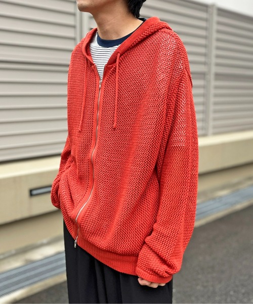 CPCM（シーピーシーエム）の「メッシュニットジップパーカー（カーディガン/ボレロ・メンズ・オレンジ/マスタード/ブラック/アイボリー・LARGE/MEDIUM）」の18枚目の写真