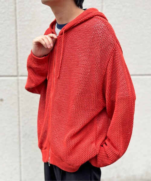 CPCM（シーピーシーエム）の「メッシュニットジップパーカー（カーディガン/ボレロ・メンズ・オレンジ/マスタード/ブラック/アイボリー・LARGE/MEDIUM）」の20枚目の写真