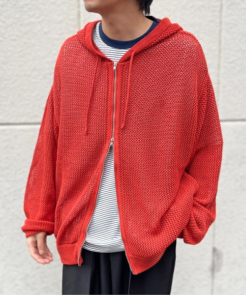 CPCM（シーピーシーエム）の「メッシュニットジップパーカー（カーディガン/ボレロ・メンズ・オレンジ/マスタード/ブラック/アイボリー・LARGE/MEDIUM）」の22枚目の写真