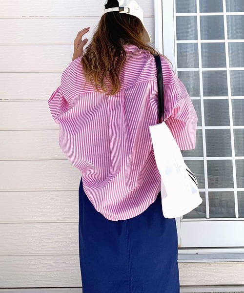 Q（キュー）の「キャンブリックボイル半袖シャツ（シャツ/ブラウス・レディース・グリーン系/チェック/ピンク系/ホワイト/ブラック系/オレンジ系・MEDIUM）」の11枚目の写真