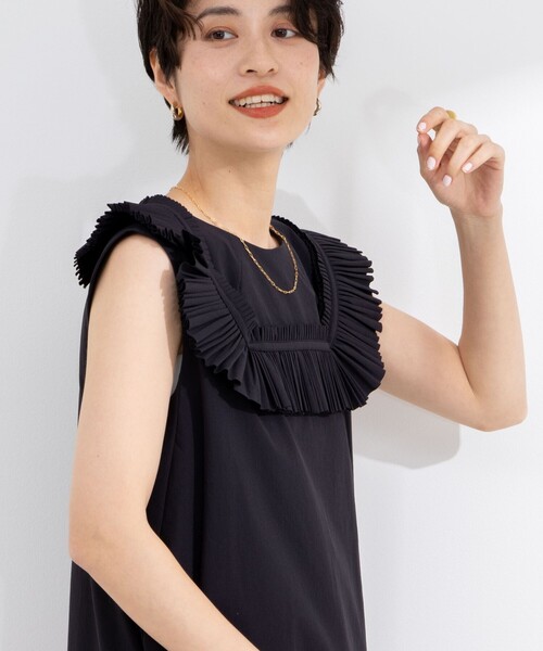 NOLLEY’S(ノーリーズ)の「【MARILYN MOON/マリリーンムーン】タフタラッフルディティールドレス(ワンピース・レディース・ネイビー/ブラック・38)」の13枚目の写真