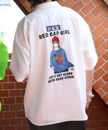 RedCapGirlバック刺繍ルーズ半袖シャツ