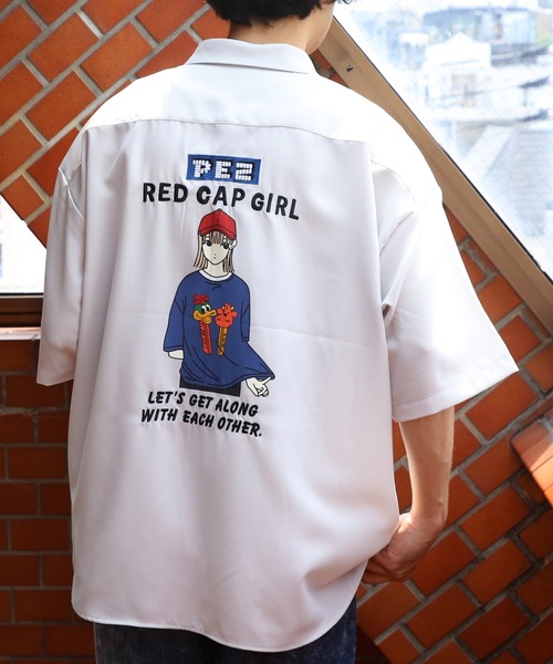 Red Cap Girl（レッドキャプガール）の「RedCapGirlバック刺繍ルーズ半袖シャツ（シャツ/ブラウス・メンズ・ホワイト/ブルー/ライトグレー/ブラック・LARGE/MEDIUM）」の9枚目の写真